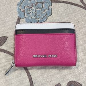 Michael Kors Fuchsia and White Card Holder
